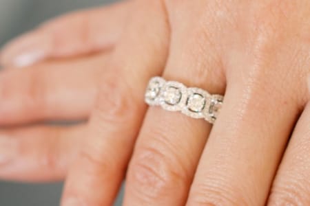 Diamond ring shown off on a finger